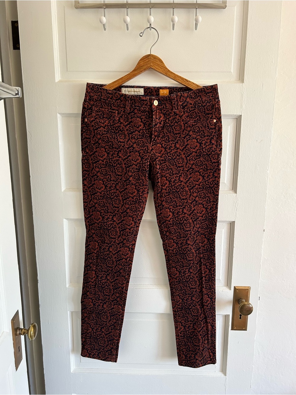 👖 [Pilcro Anthropologie] Jeans Corduroy, Blue and Orange Paisley, Size US 31 EUC